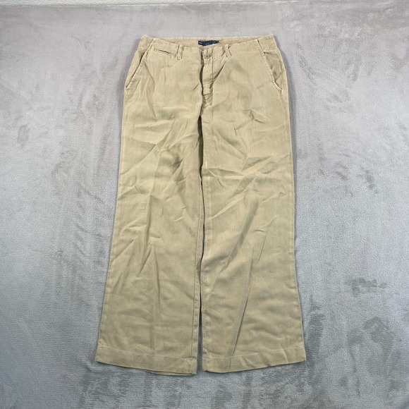 Ralph Lauren Pants - Vintage Ralph Lauren Collection Wide Leg Trouser Pants Women 8 Beige 100% Linen